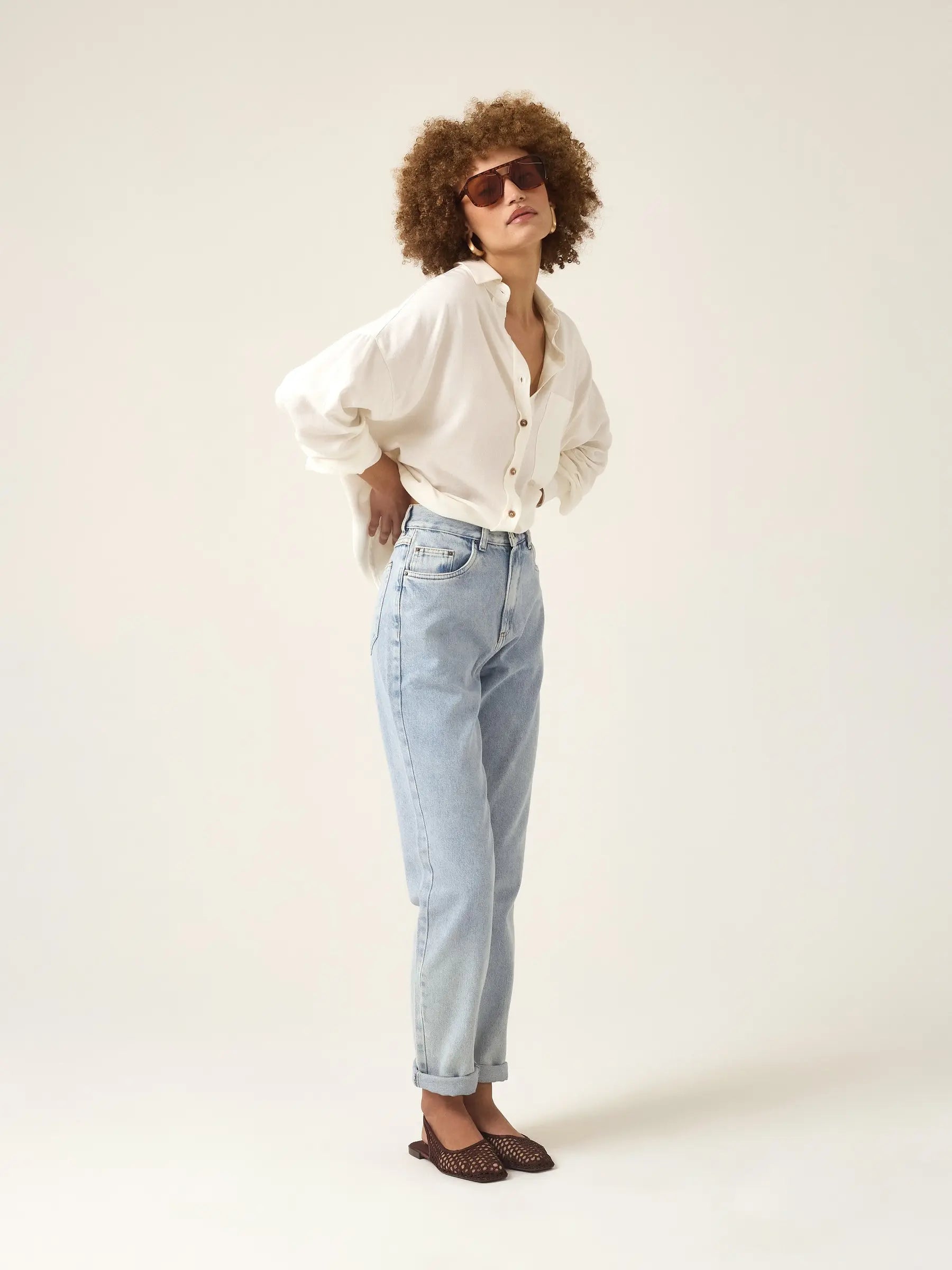 Calça Jeans Mom Jequitibá Azul Claro