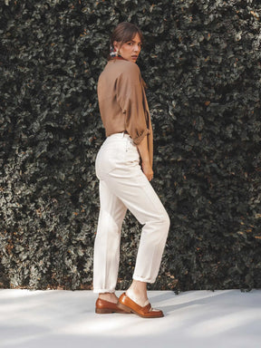 Calça Jeans Mom Jequitibá Bege