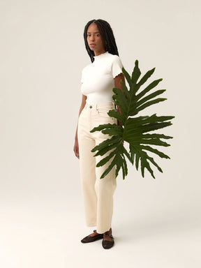 Calça Jeans Reta Araçá Bege