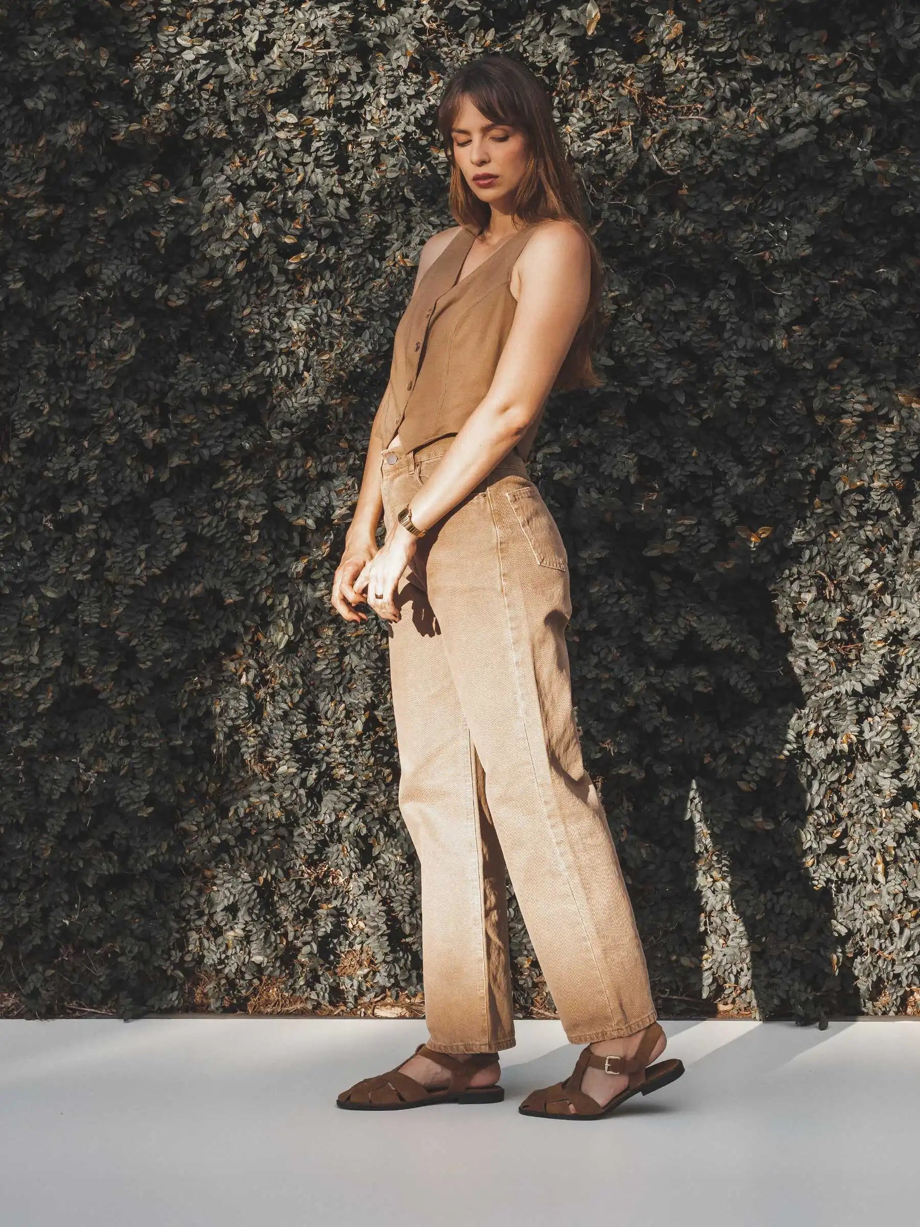 Calça Jeans Reta Araçá Marrom Claro