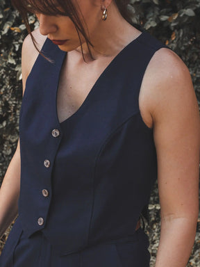 Colete Calêndula Azul Escuro