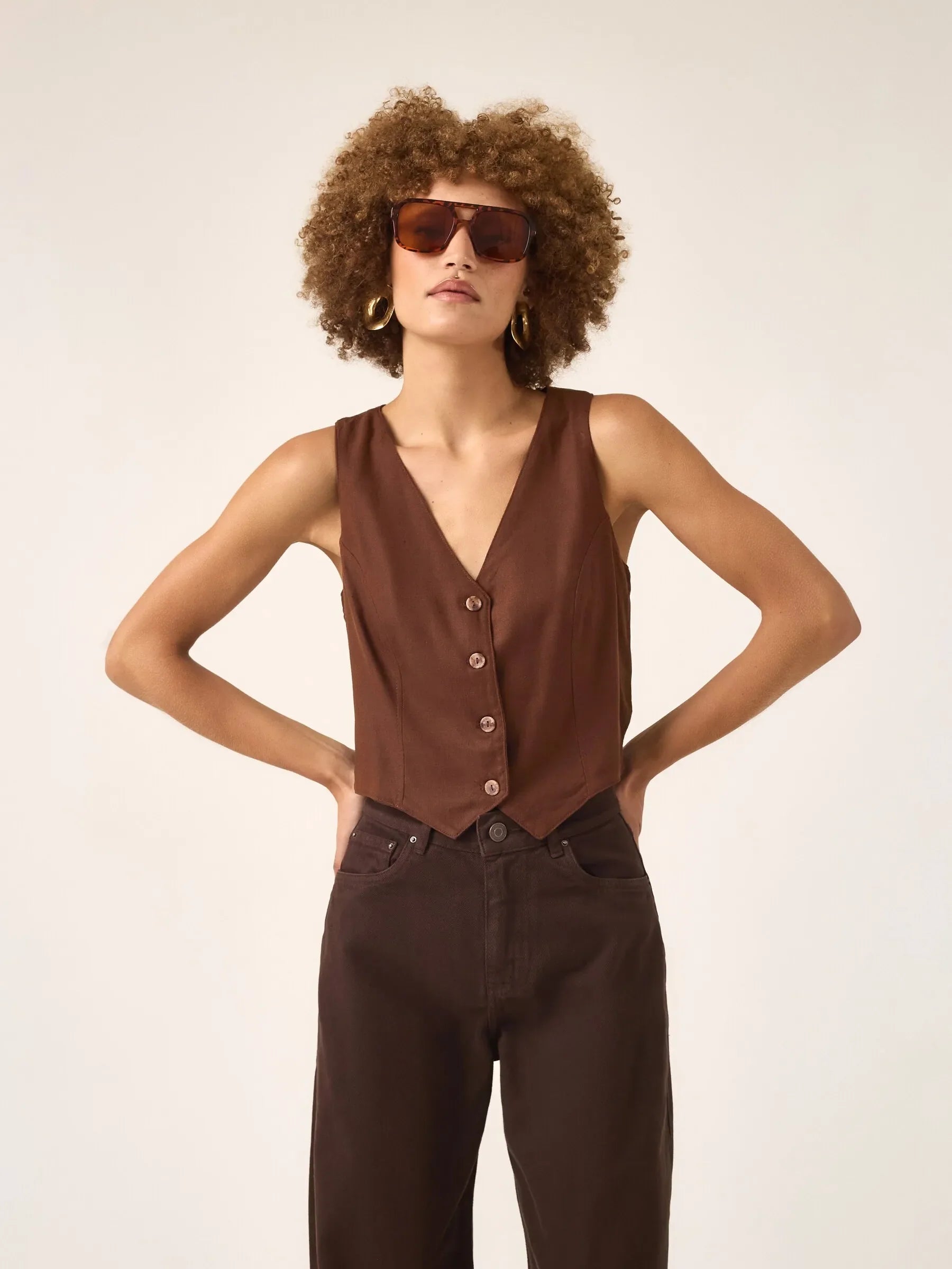 Colete Calêndula Marrom Escuro