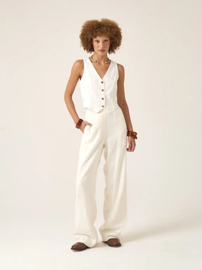 Calça Reta Petúnia Off White + Forro