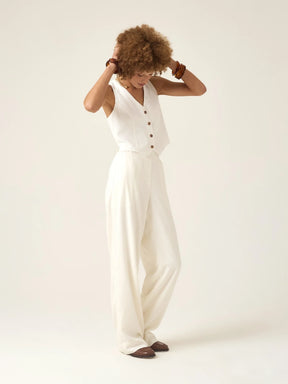 Calça Reta Petúnia Off White + Forro