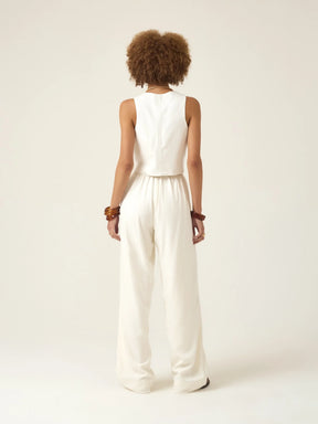 Calça Reta Petúnia Off White + Forro