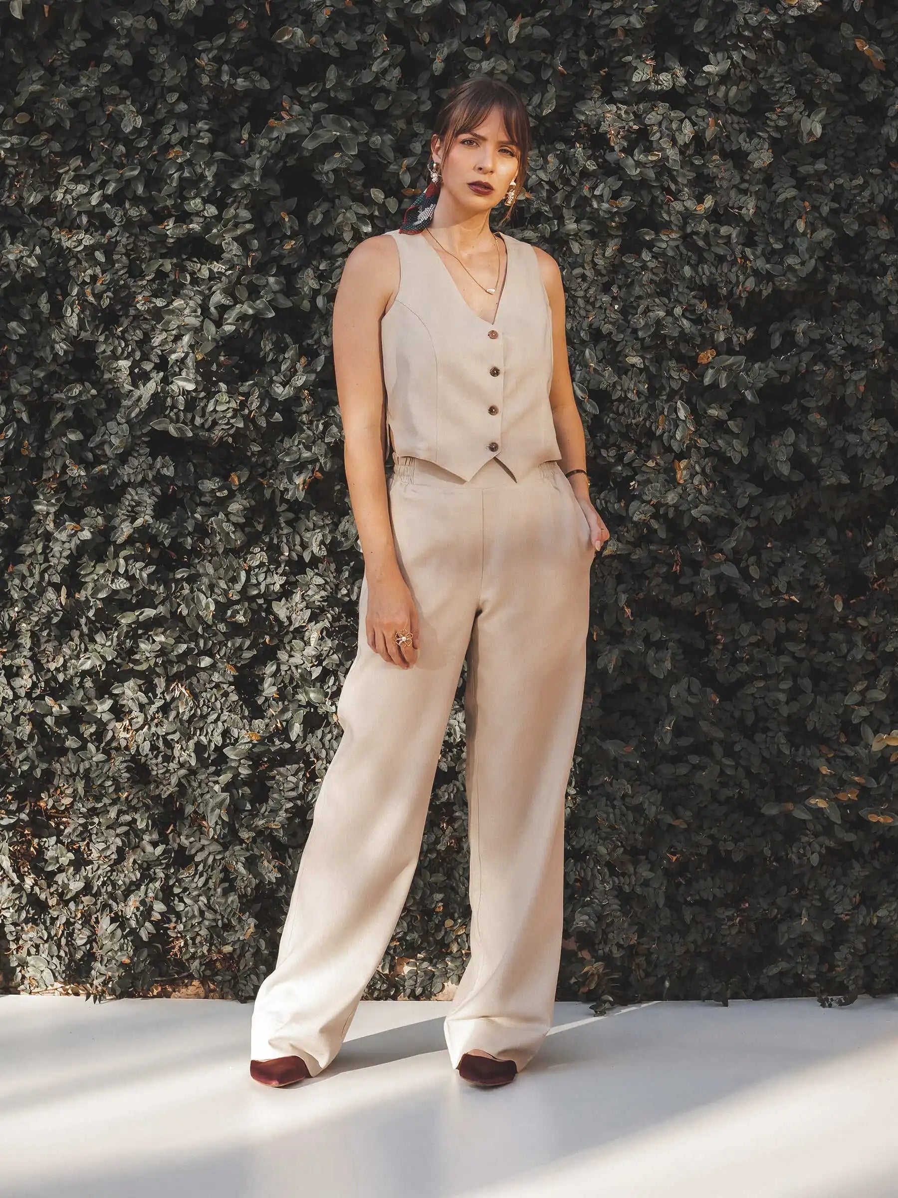 Calça Reta Petúnia Bege Claro