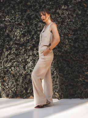 Calça Reta Petúnia Bege Claro