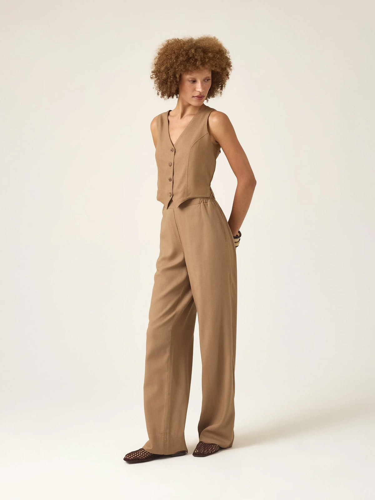 Calça Reta Petúnia Marrom Claro