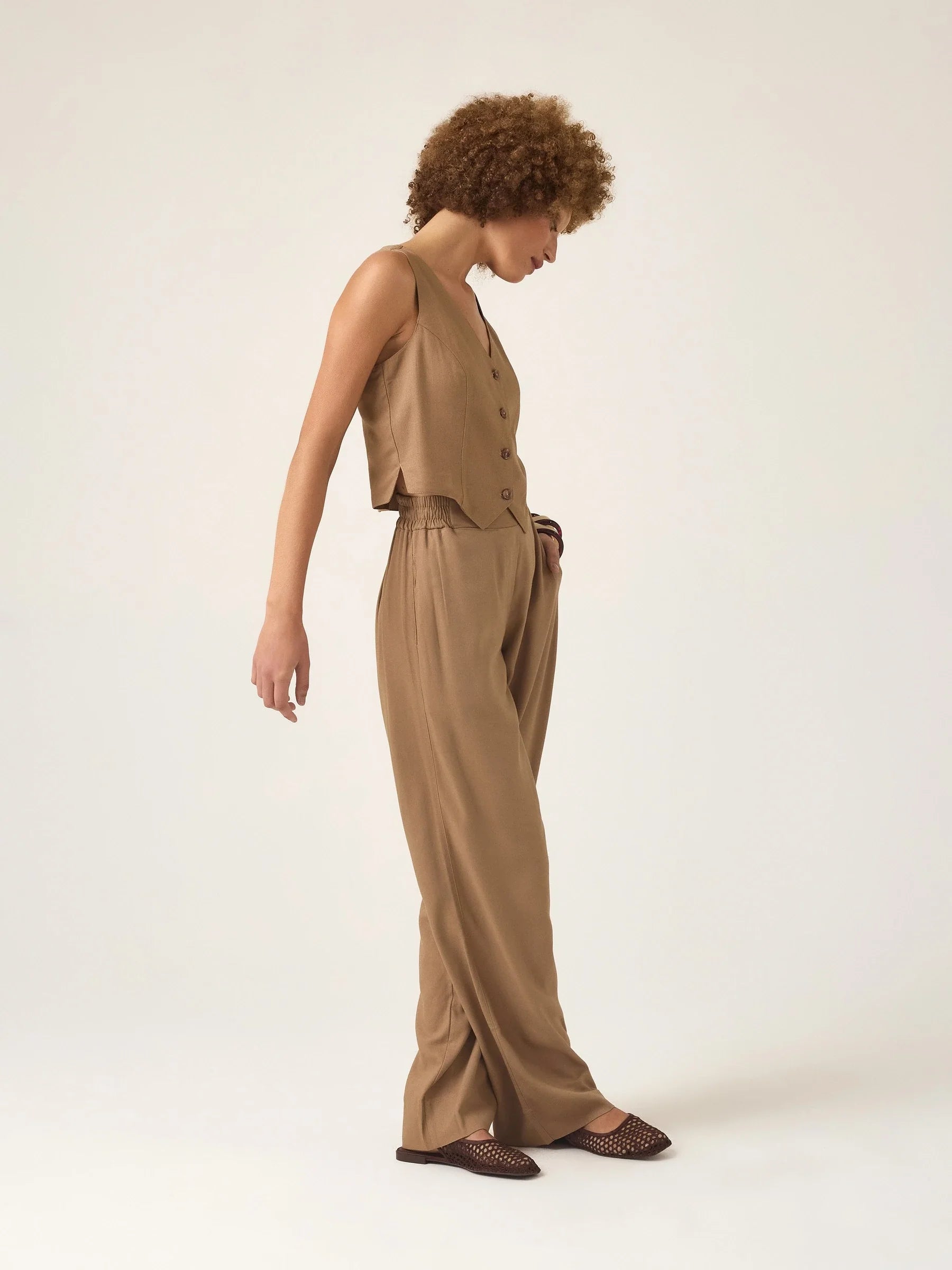 Calça Reta Petúnia Marrom Claro