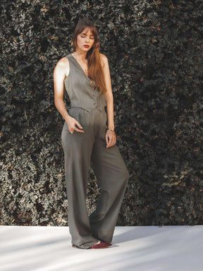 Calça Reta Petúnia Verde Escuro