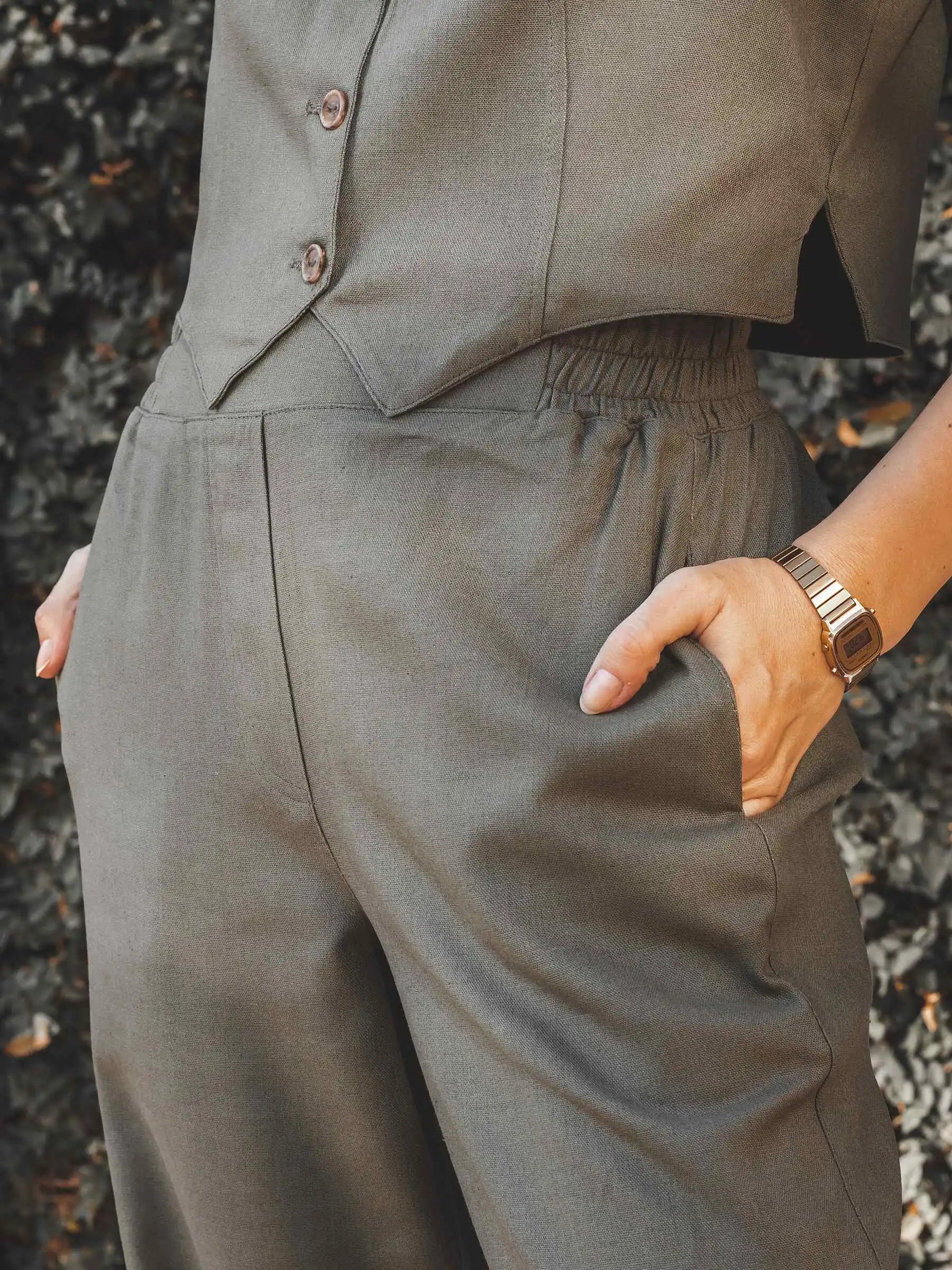 Calça Reta Petúnia Verde Escuro