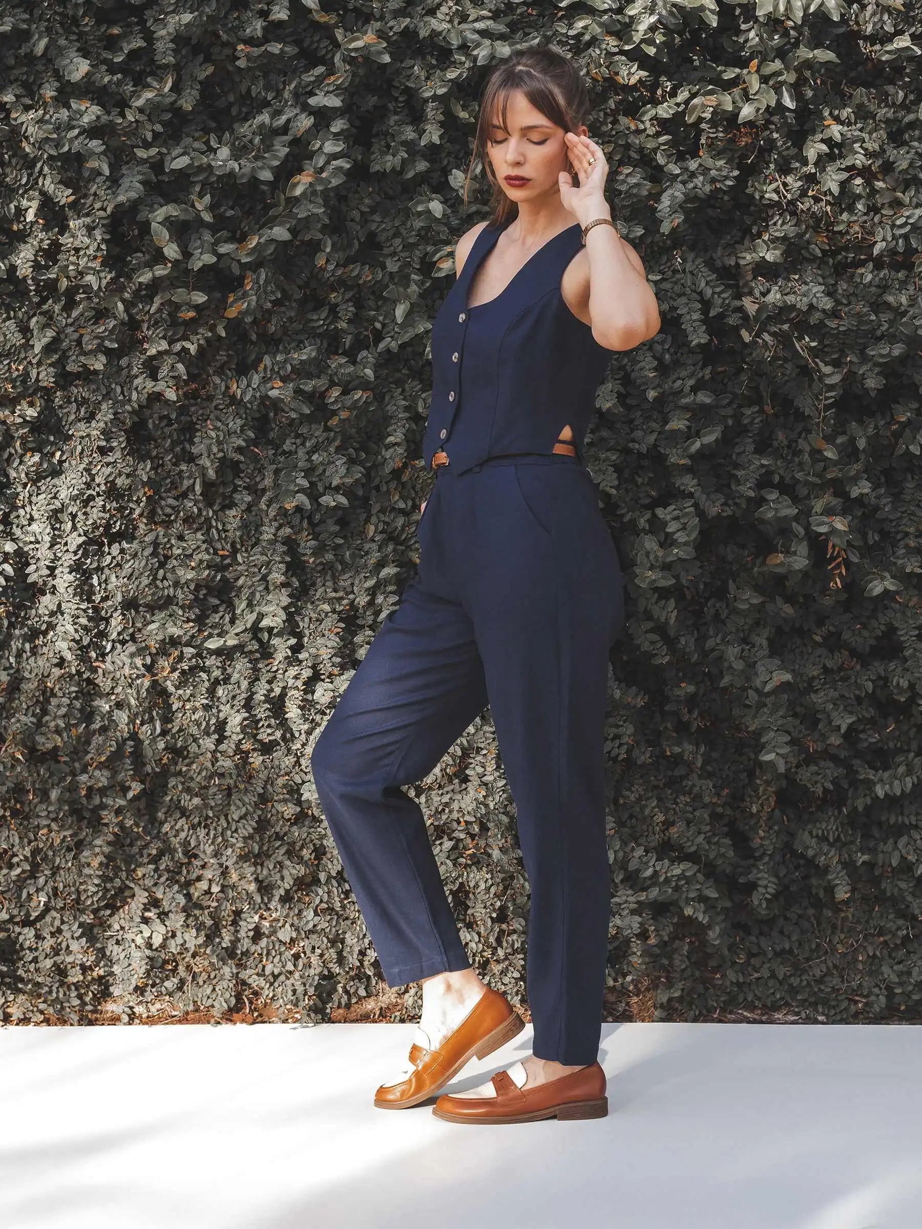 Calça Slouchy Íris Azul Escuro