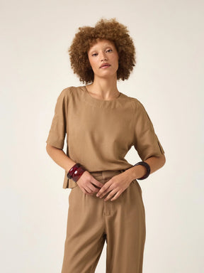 Blusa Tulipa Marrom Claro